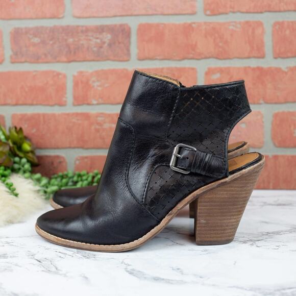 Dolce Vita Black Leather Buckle Slingback Exposed Ankle Boots 10 Women's - Picture 2 of 7